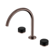 An image of Nero Tapware's Serenity Bath/Kitchen Set Arc Spout With Marquina Black Handle Brushed Bronze