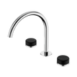 An image of Nero Tapware's Serenity Bath/Kitchen Set Arc Spout With Marquina Black Handle Chrome