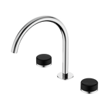 An image of Nero Tapware's Serenity Bath/Kitchen Set Arc Spout With Marquina Black Handle Chrome