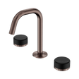 An image of Nero Tapware's Serenity Basin Set Edge Spout With Marquina Black Handle Brushed Bronze
