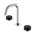 An image of Nero Tapware's Serenity Basin Set Edge Spout With Marquina Black Handle Chrome