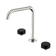 An image of Nero Tapware's Serenity Bath/Kitchen Set Edge Spout With Marquina Black Handle Brushed Nickel