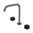 An image of Nero Tapware's Serenity Bath/Kitchen Set Edge Spout With Marquina Black Handle Brushed Bronze