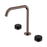 An image of Nero Tapware's Serenity Bath/Kitchen Set Edge Spout With Marquina Black Handle Brushed Bronze