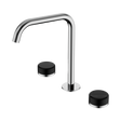 An image of Nero Tapware's Serenity Bath/Kitchen Set Edge Spout With Marquina Black Handle Chrome