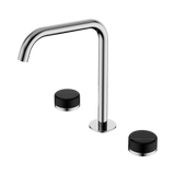 An image of Nero Tapware's Serenity Bath/Kitchen Set Edge Spout With Marquina Black Handle Chrome