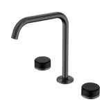 An image of Nero Tapware's Serenity Bath/Kitchen Set Edge Spout With Marquina Black Handle Gun Metal