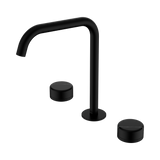 An image of Nero Tapware's Serenity Bath/Kitchen Set Edge Spout With Marquina Black Handle Matt Black