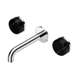 An image of Nero Tapware's Serenity Wall Basin Set 160mm Spout With Marquina Black Handle Chrome