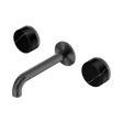 An image of Nero Tapware's Serenity Wall Basin Set 160mm Spout With Marquina Black Handle Gun Metal