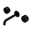 An image of Nero Tapware's Serenity Wall Basin Set 160mm Spout With Marquina Black Handle Matt Black