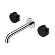 An image of Nero Tapware's Serenity Wall Basin Set 185mm Spout With Marquina Black Handle Chrome