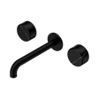 An image of Nero Tapware's Serenity Wall Basin Set 185mm Spout With Marquina Black Handle Matt Black