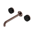 An image of Nero Tapware's Serenity Wall Basin Set 220mm Spout With Marquina Black Handle Brushed Bronze