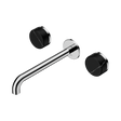 An image of Nero Tapware's Serenity Wall Basin Set 220mm Spout With Marquina Black Handle Chrome