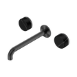 An image of Nero Tapware's Serenity Wall Basin Set 220mm Spout With Marquina Black Handle Gun Metal