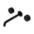 An image of Nero Tapware's Serenity Wall Basin Set 220mm Spout With Marquina Black Handle Matt Black