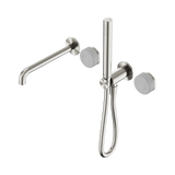 An image of Nero Tapware's Serenity Progressive Shower System With Spout With Carrara Handle And Slim Shower Brushed Nickel