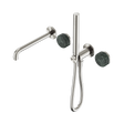 An image of Nero Tapware's Serenity Progressive Shower System With Spout With Verde Alpi Handle And Slim Shower Brushed Nickel
