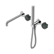An image of Nero Tapware's Serenity Progressive Shower System With Spout With Verde Alpi Handle And Slim Shower Chrome