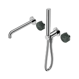 An image of Nero Tapware's Serenity Progressive Shower System With Spout With Verde Alpi Handle And Slim Shower Chrome