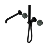 An image of Nero Tapware's Serenity Progressive Shower System With Spout With Verde Alpi Handle And Slim Shower Matt Black