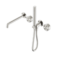 An image of Nero Tapware's Serenity Progressive Shower System With Spout With Metal Handle And Slim Shower Brushed Nickel