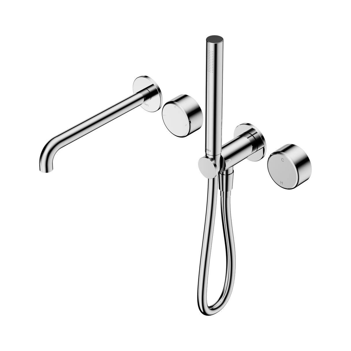 An image of Nero Tapware's Serenity Progressive Shower System With Spout With Metal Handle And Slim Shower Chrome