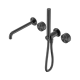 An image of Nero Tapware's Serenity Progressive Shower System With Spout With Metal Handle And Slim Shower Gun Metal