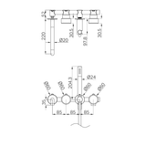 A line drawing of Nero Tapware's Serenity Progressive Shower System With Spout With Metal Handle And Slim Shower Brushed Gold
