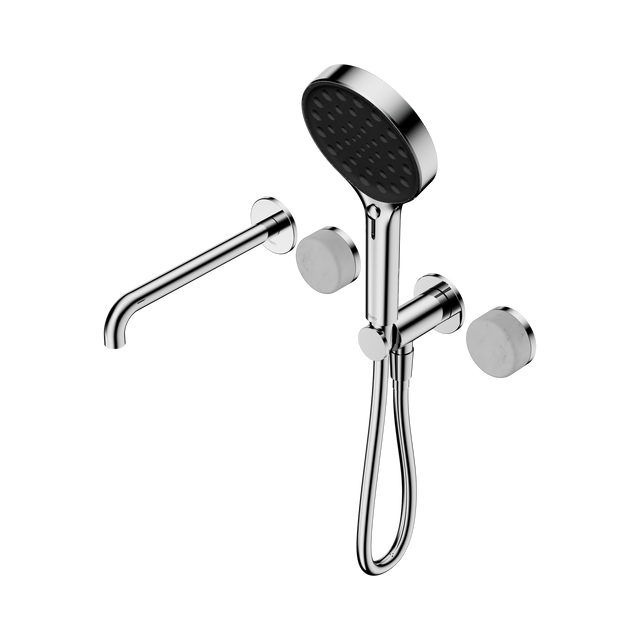 An image of Nero Tapware's Serenity Progressive Shower System With Spout With Carrara Handle And Serenity Hand Shower Chrome