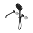 An image of Nero Tapware's Serenity Progressive Shower System With Spout With Carrara Handle And Serenity Hand Shower Gun Metal