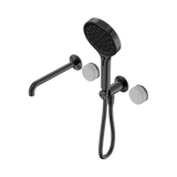 An image of Nero Tapware's Serenity Progressive Shower System With Spout With Carrara Handle And Serenity Hand Shower Gun Metal