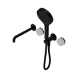 An image of Nero Tapware's Serenity Progressive Shower System With Spout With Carrara Handle And Serenity Hand Shower Matt Black