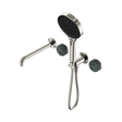 An image of Nero Tapware's Serenity Progressive Shower System With Spout With Verde Alpi Handle And Serenity Hand Shower Brushed Nickel