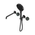 An image of Nero Tapware's Serenity Progressive Shower System With Spout With Verde Alpi Handle And Serenity Hand Shower Gun Metal