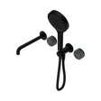 An image of Nero Tapware's Serenity Progressive Shower System With Spout With Verde Alpi Handle And Serenity Hand Shower Matt Black