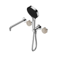 An image of Nero Tapware's Serenity Progressive Shower System With Spout With Rome Travertine Handle And Serenity Hand Shower Chrome