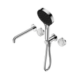 An image of Nero Tapware's Serenity Progressive Shower System With Spout With Arabescato Corchia Handle And Serenity Hand Shower Chrome