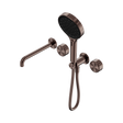 An image of Nero Tapware's Serenity Progressive Shower System With Spout With Metal Handle And Serenity Hand Shower Brushed Bronze