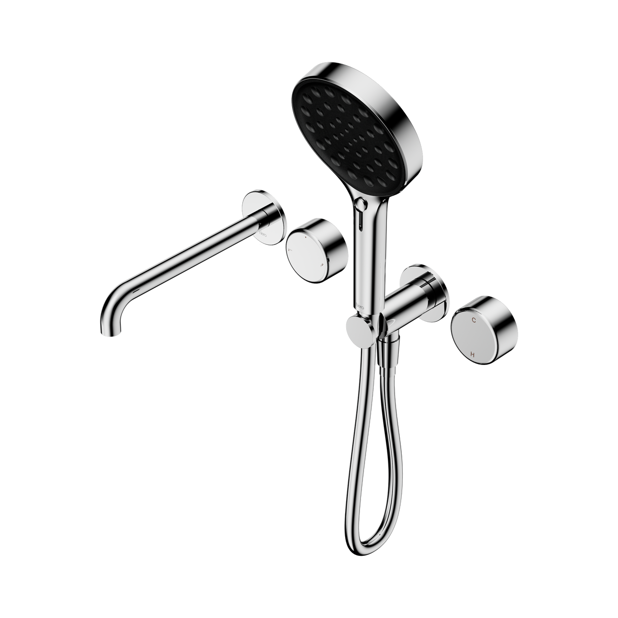 An image of Nero Tapware's Serenity Progressive Shower System With Spout With Metal Handle And Serenity Hand Shower Chrome