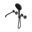 An image of Nero Tapware's Serenity Progressive Shower System With Spout With Metal Handle And Serenity Hand Shower Gun Metal