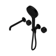 An image of Nero Tapware's Serenity Progressive Shower System With Spout With Metal Handle And Serenity Hand Shower Matt Black