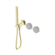An image of Nero Tapware's Serenity Progressive Shower System With Carrara Handle And Slim Shower Brushed Gold