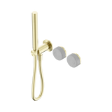 An image of Nero Tapware's Serenity Progressive Shower System With Carrara Handle And Slim Shower Brushed Gold
