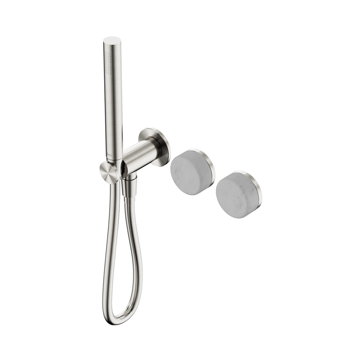 An image of Nero Tapware's Serenity Progressive Shower System With Carrara Handle And Slim Shower Brushed Nickel