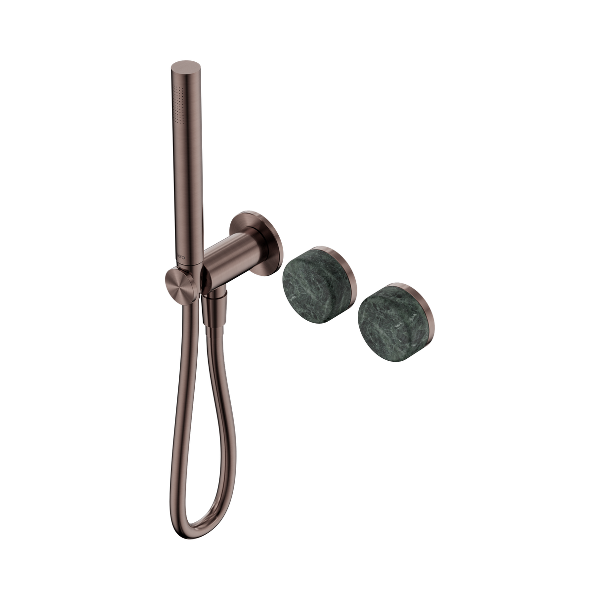 An image of Nero Tapware's Serenity Progressive Shower System With Verde Alpi Handle And Slim Shower Brushed Bronze