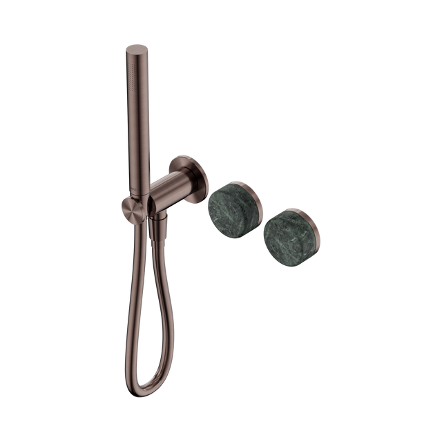 An image of Nero Tapware's Serenity Progressive Shower System With Verde Alpi Handle And Slim Shower Brushed Bronze