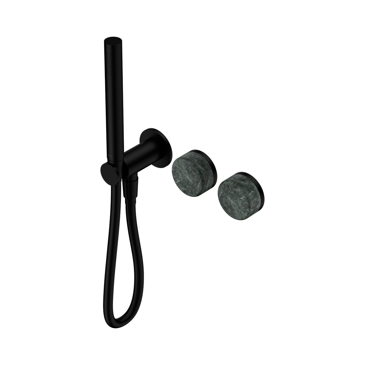 An image of Nero Tapware's Serenity Progressive Shower System With Verde Alpi Handle And Slim Shower Matt Black