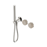 An image of Nero Tapware's Serenity Progressive Shower System With Rome Travertine Handle And Slim Shower Brushed Nickel